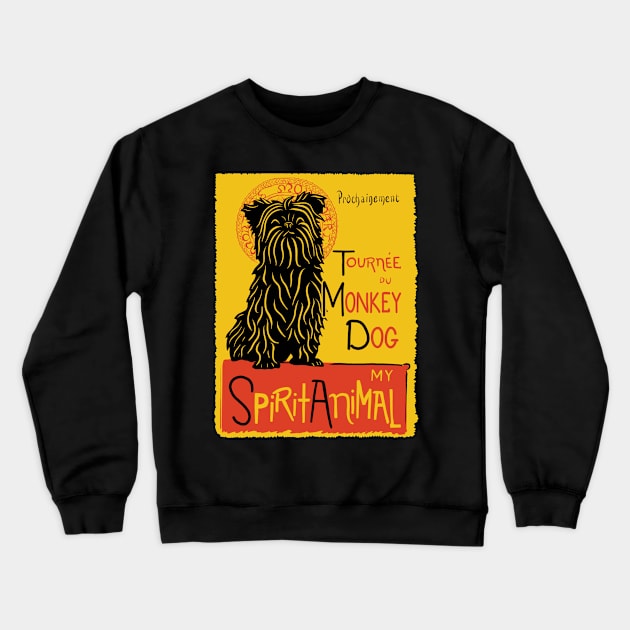 Funny Affenpinscher Cute Dog Chat Noir Mashup Art Crewneck Sweatshirt by Get Hopped Apparel